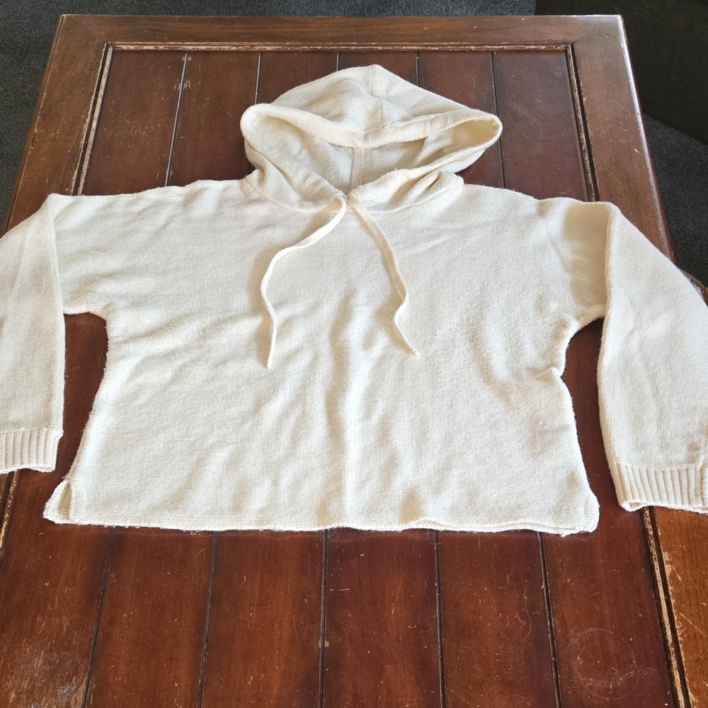 Banana Republic Cream Knit Hooded Sweater
